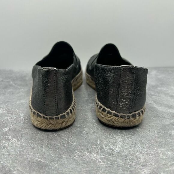 Bottega Veneta Metallic Gray Intrecciato Leather Slip On Espadrille Flats Size 3 - Picture 6 of 13